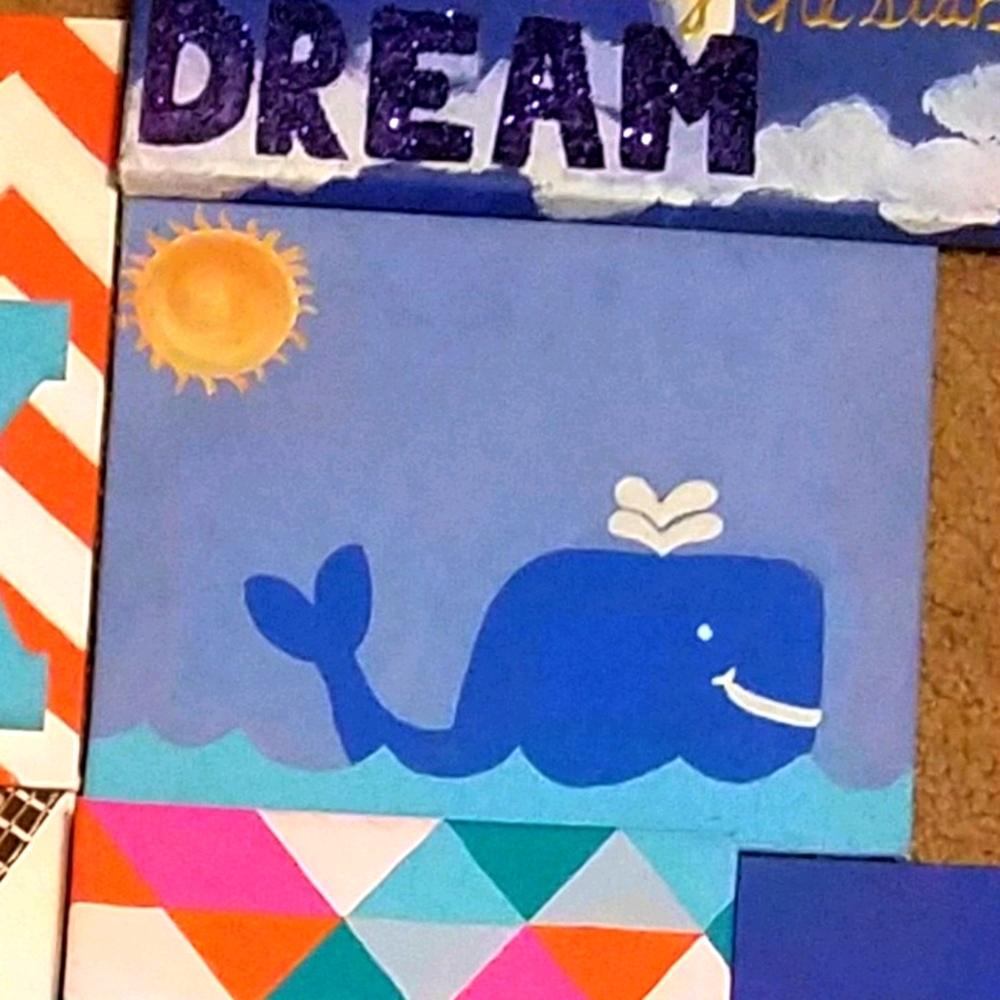 Small Hand painted canvas | Ocean | Whale | Sea